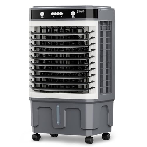Enfriador de Aire Evaporativo，Equipado con tanques de agua de 20, 30 y 40 litros con suministro de aire silencioso y alcance de 10 metros ideal para hogares, fábricas, salas de estar 16.9*12.6*31.5in