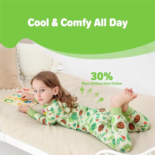 Image of Kids 2-Piece Soft Bamboo Viscose Clothing Set, Long Sleeve Top & Pants, Everyday Outfit for Toddler Boys & Girls