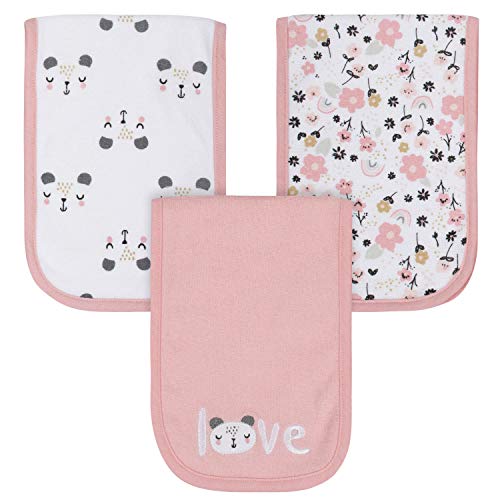 Gerber Baby Girls 3-Pack Terry Burp Cloth, Bear Pink, One Size