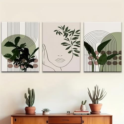 Décoration murale esthétique verte bohème 30x50 cm avec cadre - 2