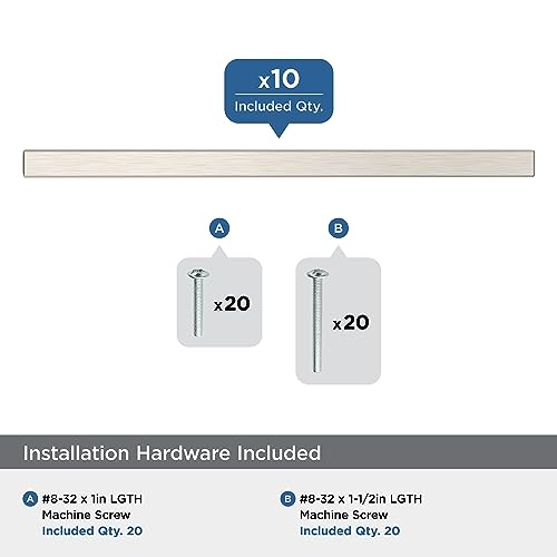 Image of Amerock 10 Pack 6-5 /16 inch Bar Pulls Square Satin Nickel Drawer Pull