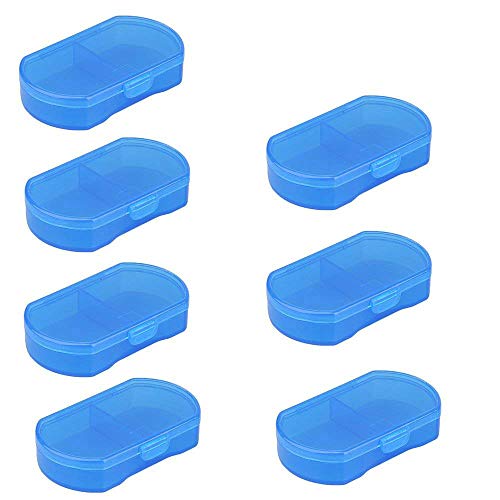 LazyMe 7 Pcs Small Daily Pill Box 2 Compartments Pill Organizer Portable Medicine Organizer (Blue)