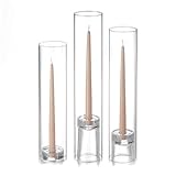 Yummi Set of 12 Taper Candles, Chimney and Taper Holders - Sandstone