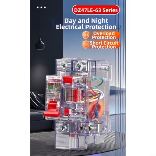 Disyuntor DZ47LE 4P evita sobrecargas eléctricas mediante carcasa transparente 20A 5