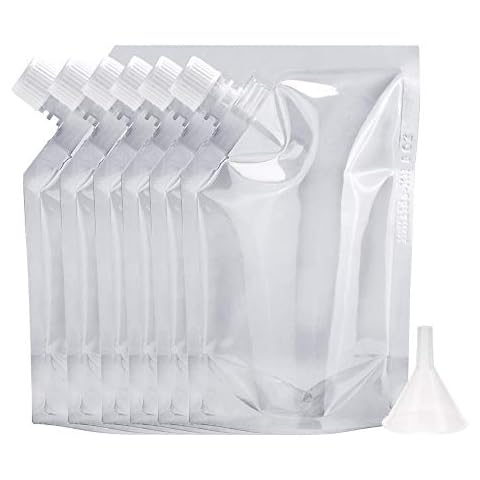 Rum runners for cruise Concealable and Reusable cruise sneak flask Liquor Pouches flask kit Sneak Alcohol Plastic flask hide drinking flask kit (8OZ-6PCS+Funnel kit) Cover