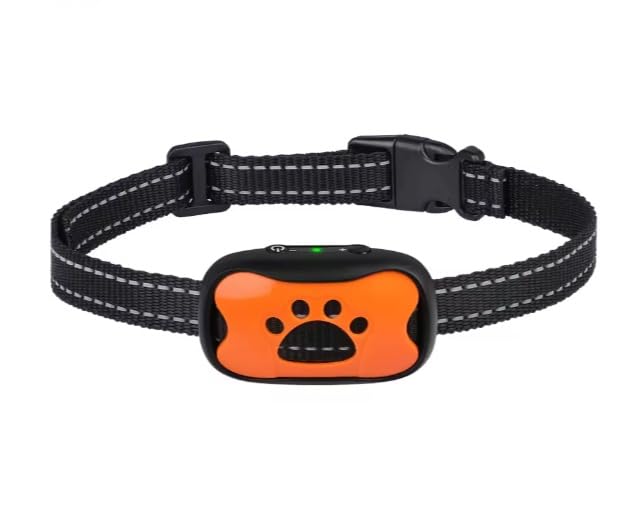 Advanced Anti Bark Collar for Dogs - Vibrating Dog Bark Collar with Adjustable Vibration - Stop Barking Collars Ideal Effective Training Device, No Shock, Humane Design. (Orange)