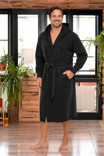 Image of Alexander Del Rossa Men's Long Sleeve Hooded Sweatshirt Robe, Mens Bathrobe