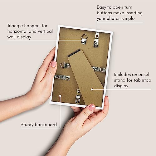 Image of Americanflat 4x6 Picture Frame with Shatter-Resistant Glass - Streamline Collection - Thin Border Photo Frame for Tabletop and Wall Display - Hanging Hardware and Easel Stand Included - White