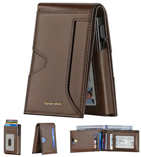 El Mejor Listado de Cartera de Curpiel que puedes comprar esta semana. 49 Spardar Carteras para Caballero, Tarjetero Hombre de Piel con Funda Emergente, Ranura para Billetes y Ranura para Tarjetas de Crédito, Apta para Marido, Padre y Novio(Marrón)