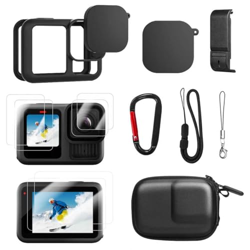 AAIOOEA Accessories Kit for GoPro Hero 13 Black Silicone Protective Cover HD Screen Protector Lens Cap Lanyard Portable Storage Case Battery Door