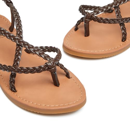 Image of Trary Sandals Women, Lace Up Sandals for Women, Sandals for Women Dressy Summer, Open Toe Gladiator Sandals, Flat Sandals for Women Dressy, Beach Sandals for Women, Summer Sandals for Women 2023