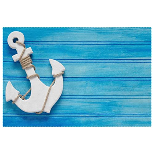 Sets de table à rayures bleues pour repas en terrasse style bord de mer - 2