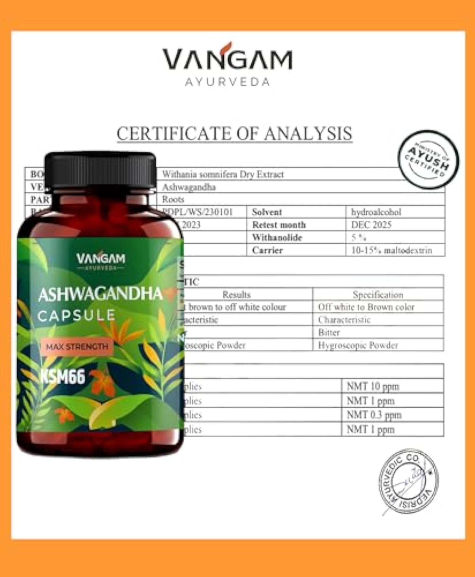 Ashwagandha KSM-66 Capsules, 500mg, 60 Count
