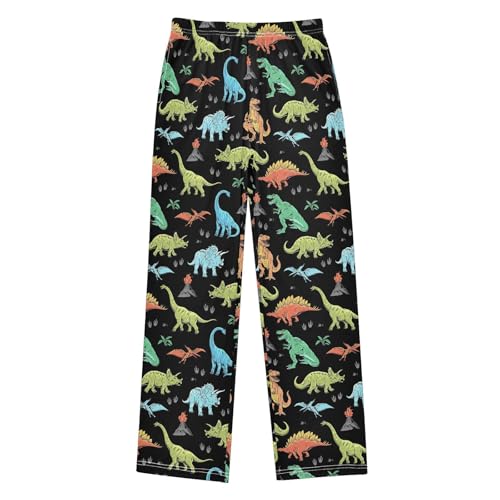 ZZXXB Dinosaur Volcano Print Boys Long Pants Soft Trousers Elastic Waist Kids Lounge Bottoms with Pockets S-XL