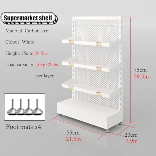 Retail Snack Display Shelf - Floor-Standing Food Rack with 5 Hooks & Non-Slip Mats for Grocery Store Organization, Perfect for Snacks, Treats, and Merchandising Solutions.