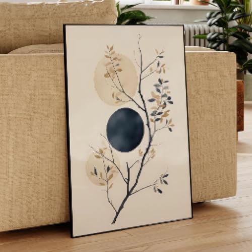 Affiche Nature Circle Moonlight pour salon | Peinture sur toile grand format avec cadre