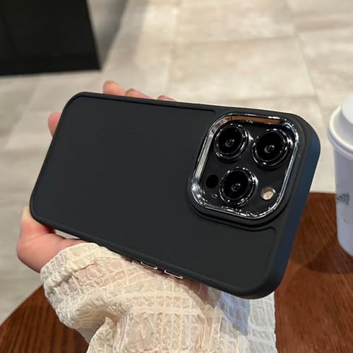 Coque silicone liquide pour iPhone 14 13 12 11 Pro Max X avec objectif plaqué