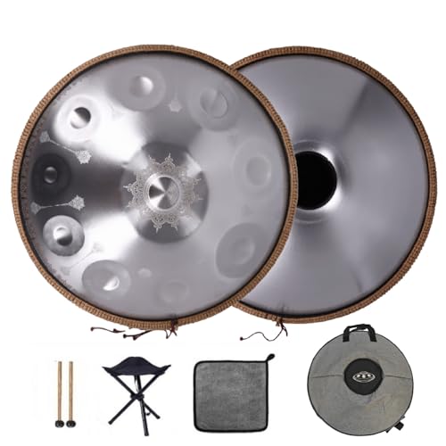 Tambor handpan acero 10 notas 22 pulg D menor plateado miniatura 1