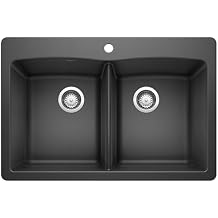 BLANCO 440220 Diamond Silgranit Double Bowl Undermount or Drop-In Kitchen Sink, 33" L X 22" W - Anthracite
