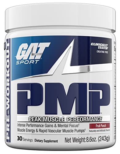 Image of GAT SPORT PMP (Peak Muscle Performance), Fruit Punch, 8.6 oz | Stim-Free Pre-Workout Powder for Workout Intensity Support, Endurance Support, and Muscle Health Support*