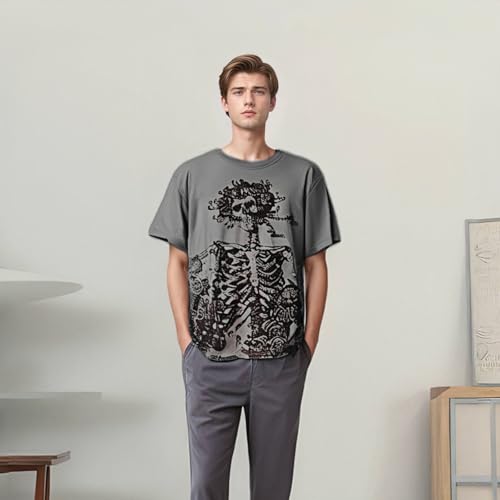 Women Men Y2K T Shirt Skeleton Emo Grunge Oversized Gothic
