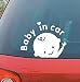 Car Decal / Sticker, Car Decal Sticker - Baby in Car Baby Safety Sign Car Sticker, White