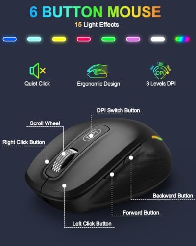 Wireless Keyboard and Mouse Combo -10 Colored Backlits, Phone Holder — view 4