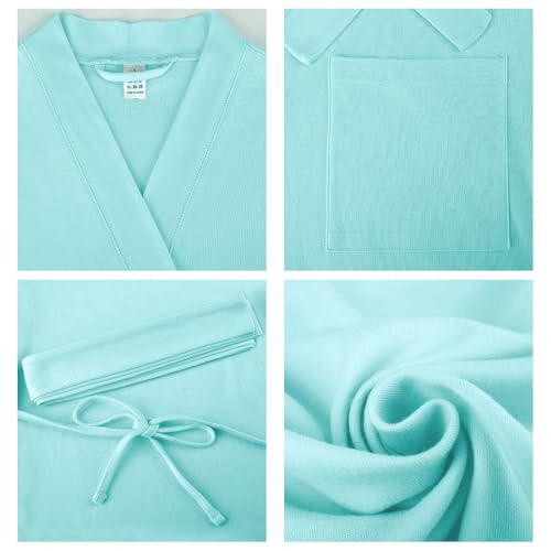 Image of U2SKIIN Womens Robes, 100% Cotton Lightweight Robes 3 /4 Sleeves Kimono Knit Soft Loungewear Short Bathrobe