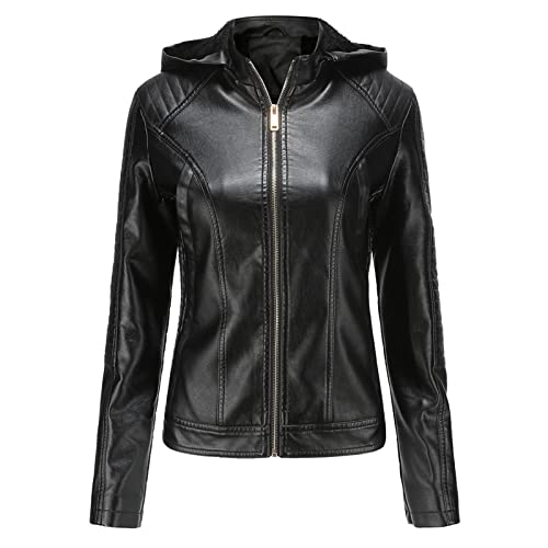 Chaqueta de motorista para mujer, forro de felpa, cálido, con cremallera, chaqueta de invierno, chaqueta de softshell vintage, chaqueta de piel clásica, chaqueta de entretiempo, chaqueta de softshell