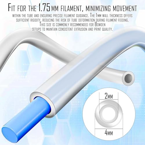 Image of PTFE Teflon Tube Kit for 1.75mm Filament 5M(16.5ft), 2mm ID X 4mm OD 3D Printer Tube for 1.75mm Filament Bowden Ender, Bambu Lab A1 /A1 mini /P1P /P1S /X1C Creality K1 /K1 Max /Ender 3 V3(Milky white)