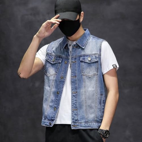 Men's Denim Vest Sleeveless Jacket Slim Fit Vintage Casual Summer Jean Vest2