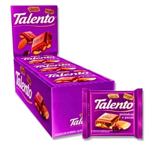 Caixa Chocolate Talento Am&ecirc;ndoas e Passas GAROTO- 1 cx c/ 15un de 25g Cada