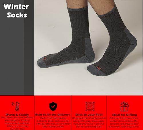 Image of RC. ROYAL CLASS Woolen Socks For Men, Warm Winter Wear Thermal Socks, Pack of 4 Pairs, Free Size,Multicolored