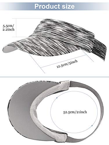 Satinior 3 Pieces Visor Caps Adjustable Sun Visor Hat Sports Hat Lightweight Quick Dry Hat For Women Men Golf Tennis Cycling Running Jogging, White, Gray, Black, Large #TOP1
