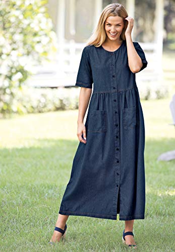Woman Within Plus Size Short-Sleeve Denim Dress4