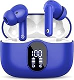 Wireless Earbuds Bluetooth 5.3 Headphones Bass Stereo Ear Buds with Noise Cancelling Mic LED Display in Ear Earphones IP7 Waterproof 36H Playtime for Laptop Pad Phones Sports Workout Blue