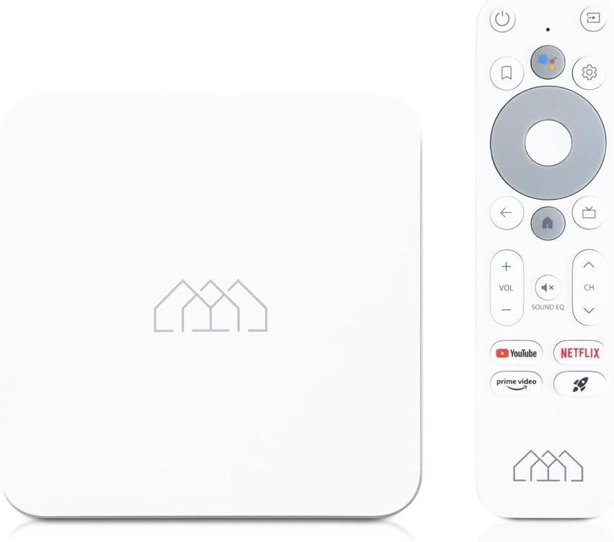 FitSpark MyTV 4K Dolby Audio Google TV Box with Google Assistant Android 12 Voice Remote Chromecast Compatible 2GB DDR-32GB eMMC HDMI1.4 /Ethernet LAN/USB-C/2 x USB-A/3.5mm AV/Optical Audio/MicroSD