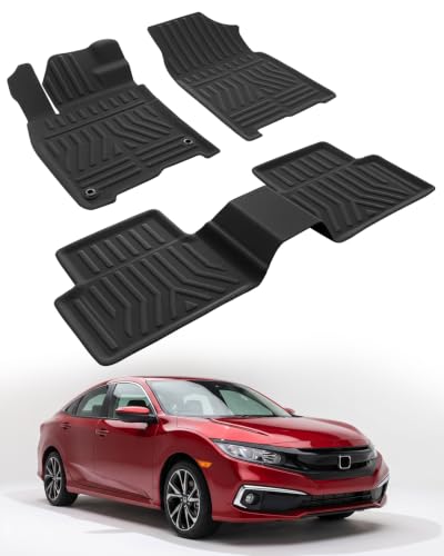 Image of Car Floor Mats for Honda Civic 2016-2021 3 PCS XPE 10th Gen Civic Accessory | Smart Package Factory Direct TPE Material All Weather Easy-install Odorless Waterproof No Trim Non-slip Easy-clean