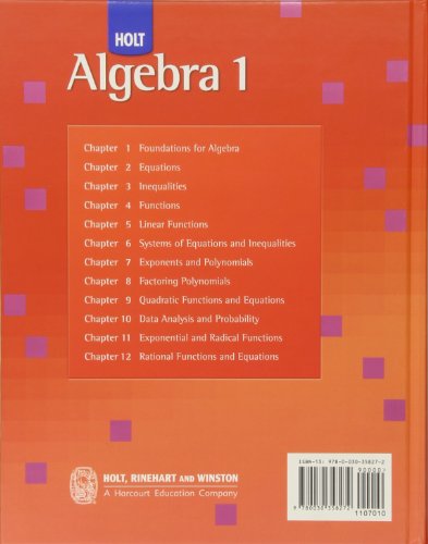 Algebra 1, Grade 9: Holt Algebra 1 - Thumbnail 2