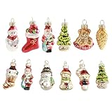 12 pezzi ornamenti per albero di Natale mini palline di vetro colorate con corda appesa ornamenti natalizi vintage per decorazioni per feste sull'albero di Natale, vintage