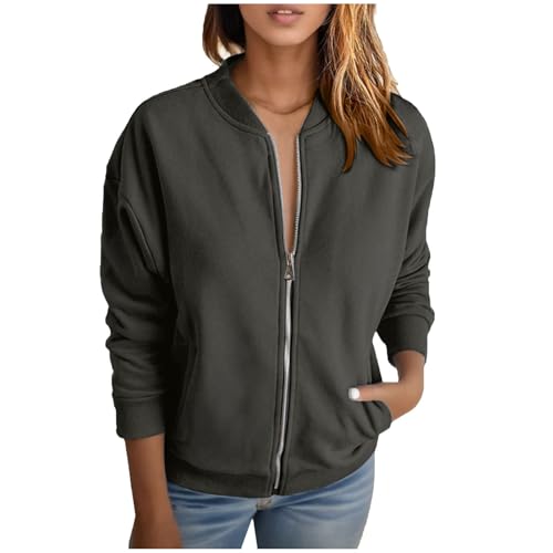 Fleecejacke Damen Sweatshirts Stilvolle solide Reißverschlussjacke für den Alltag Langarmmantel