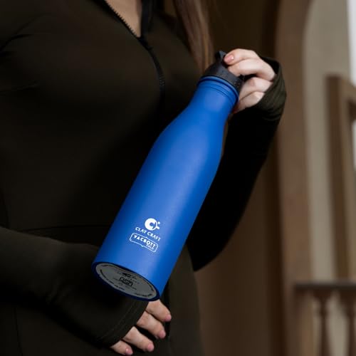 Image of Clay Craft VACBOTT Skipper Single Walled Non Insulated Water Bottle-850ML, 1-Piece(Blue) Leak Proof | Easy Grip |Easy To Carry| Gym Bottle | Home | Kitchen | Hiking | Treking Bottle | Travel Bottle