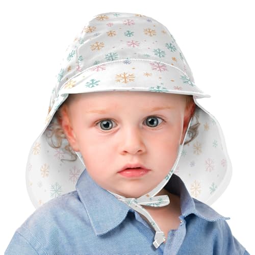 KLL Toddler Sunhat Baby Boys' Bucket Hat Baby Girls UPF 50+ Adjustable Traveling Swim Hat Colorful Snowflake2
