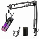 Ortizan Gaming Mikrofon PC, USB Podcast Mikrofon für PS4/5 und Mac, Noise Cancellation Kondensator Mic mit Mute, Hall, Monitoring, verstellbarem Schwenkarm, Popfilter für Streaming/Podcasting/YouTube