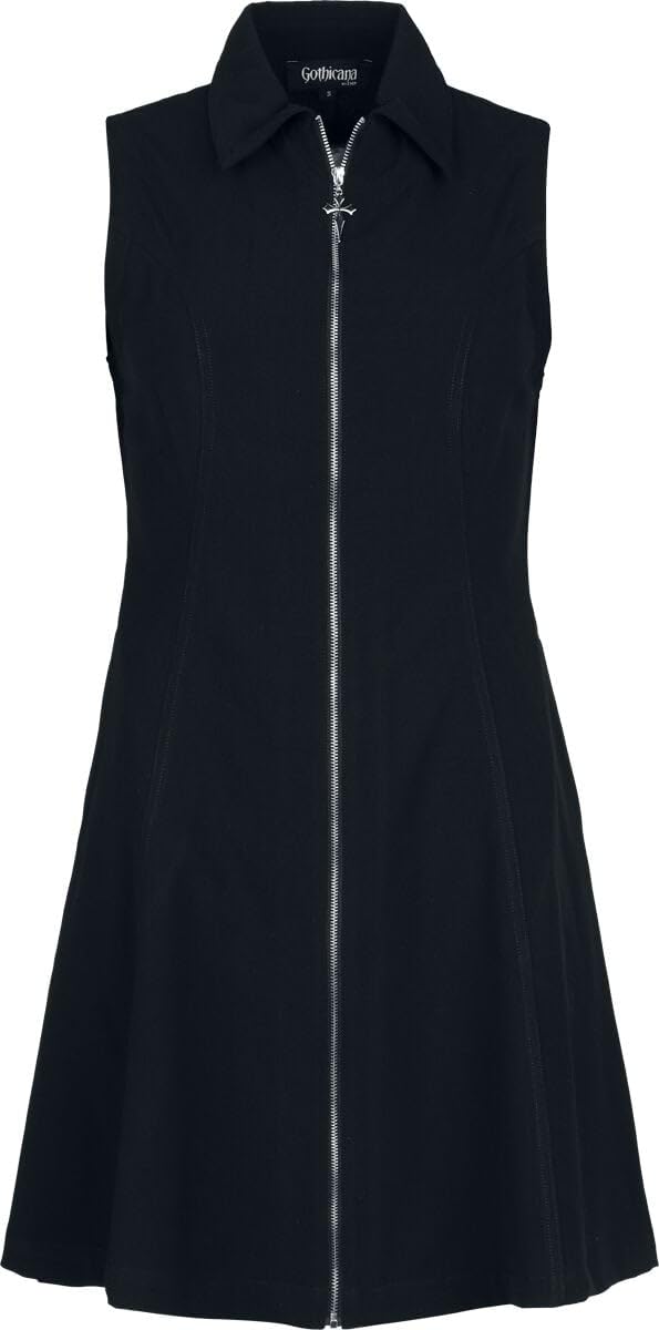 Gothicana by EMP Damen schwarzes A-Linien-Kleid mit Metalldetail