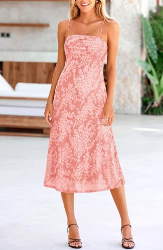 Image of BTFBM Women's Summer Dress Sleeveless Spaghetti Strap Midi Dress Sexy Cowl Neck Floral Cocktail Dress Party Dresses