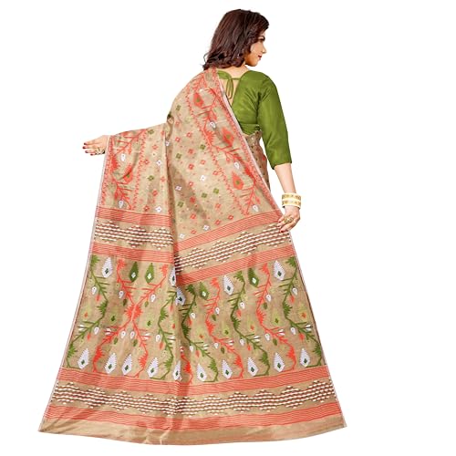 Image of Mayabi Women's Dhakai Jamdani Cotton Silk Saree Traditional Bengali Tant Korat Work, Without Blouse Piece