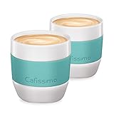  Tchibo Cafissimo Becher oder Tassen aus Porzellan mit Silikonmanschette, 2er Set (Kaffeebecher, Mint)