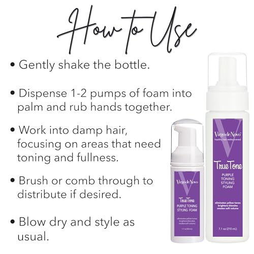 Image of Virgo de Novo Purple Toning & Styling Foam - Brightens Blondes - Brondes - Removes Yellow & Brassy Tones on Balayaged, Bleached, or Highlighted Hair - Adds Natural Body - 1.7 oz