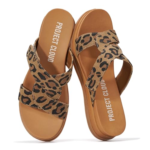 Image of Project Cloud Wedge Sandals for Women 2026 - Comfortable Soft & Plush Insole Strappy Womens Sandals with Lightweight and Non-Slip Durable Outsole